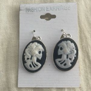 Halloween skull cameo-like earrings